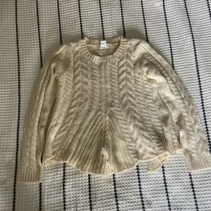 Cream Sweater with Ribbon Lace-Up Detail